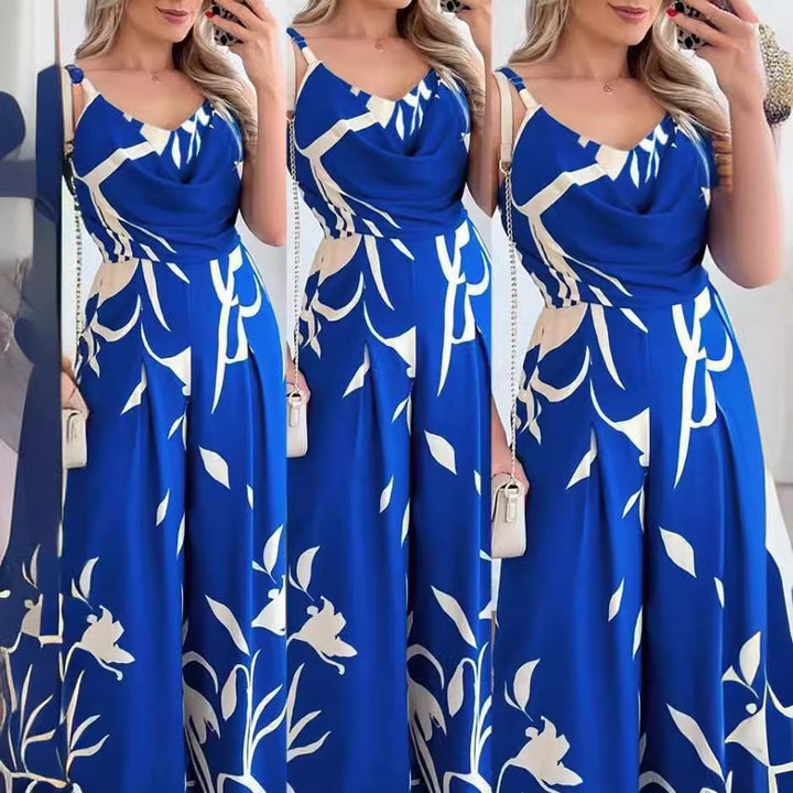 Ladies Elegant Jumpsuit with elegant wrap design and chic floral pattern