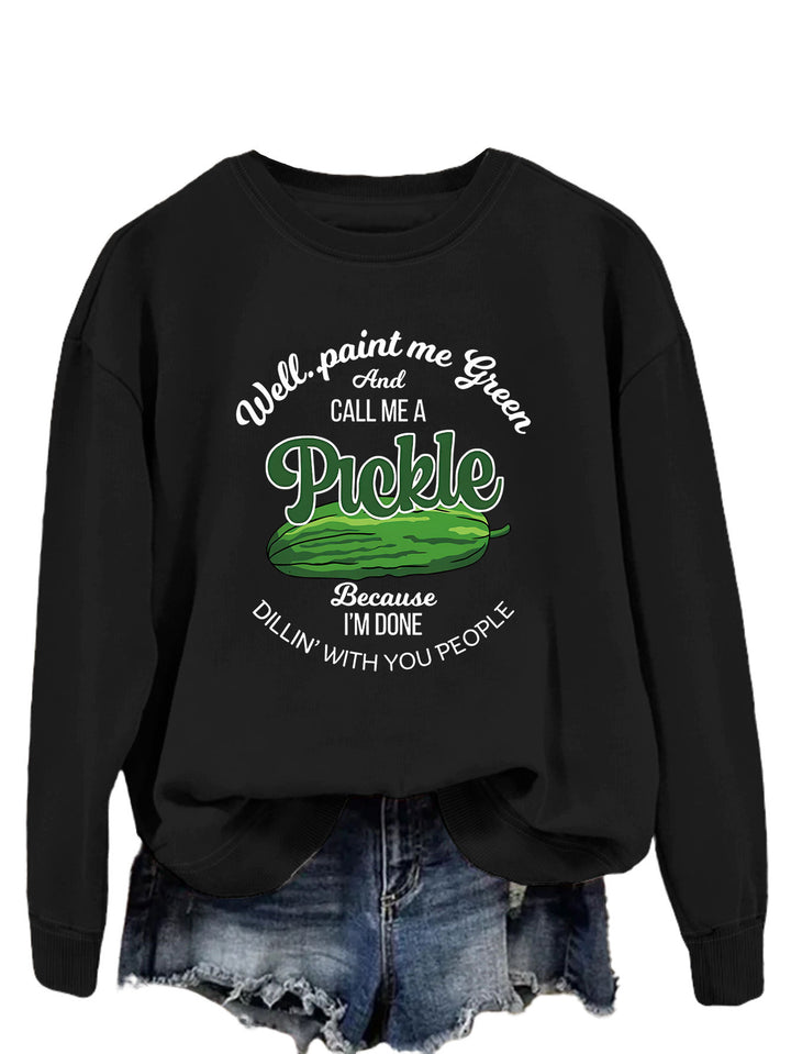 Sweat-shirt femme avec un motif de concombre amusant et un imprimé créatif Chic & Stil
