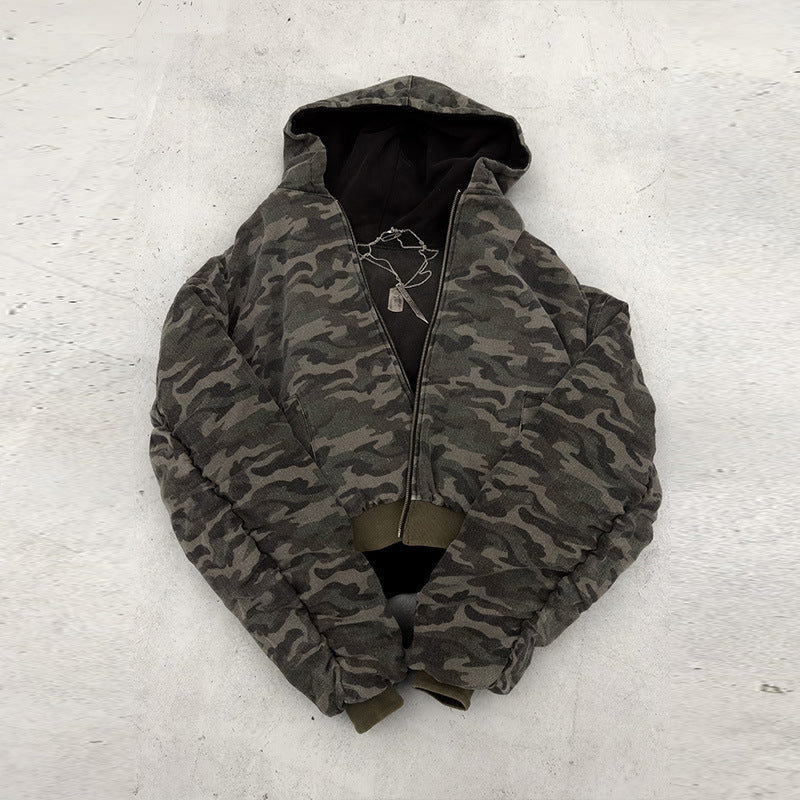 Veste bomber camouflage décontractée pour femmes avec double matériau Chic & Stil