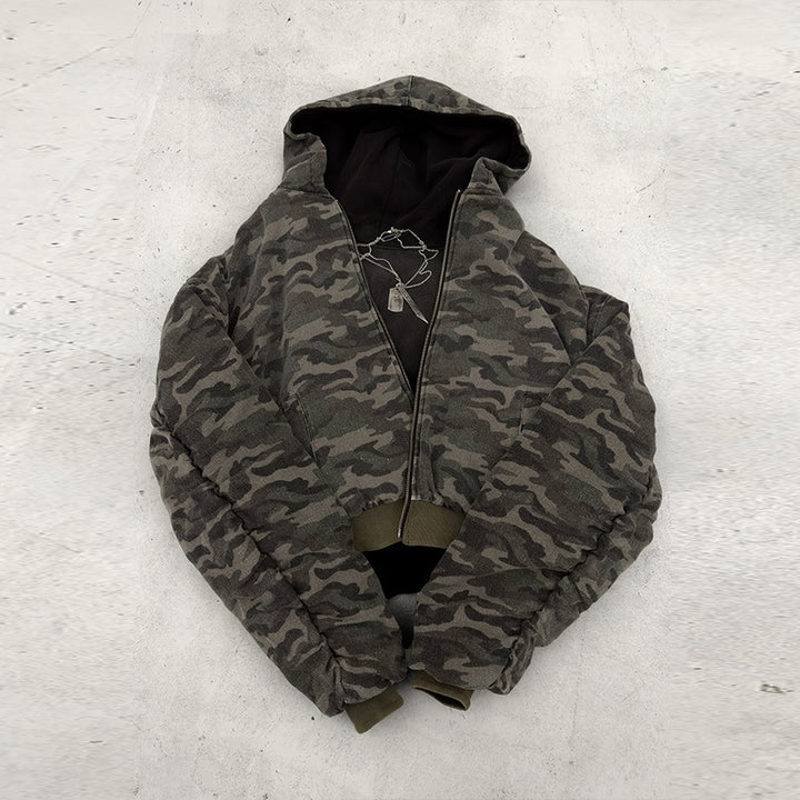 Veste bomber camouflage décontractée pour femmes avec double matériau Chic & Stil