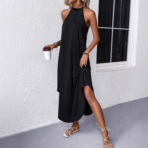 Casual summer maxi dress for women with an elegant backless design and practical pockets Lune London