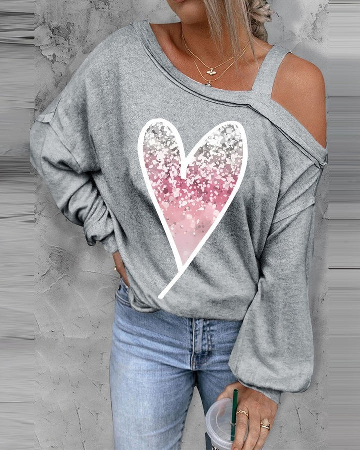 Oversized casual sweater for women with heart-shaped sequin design Lune London