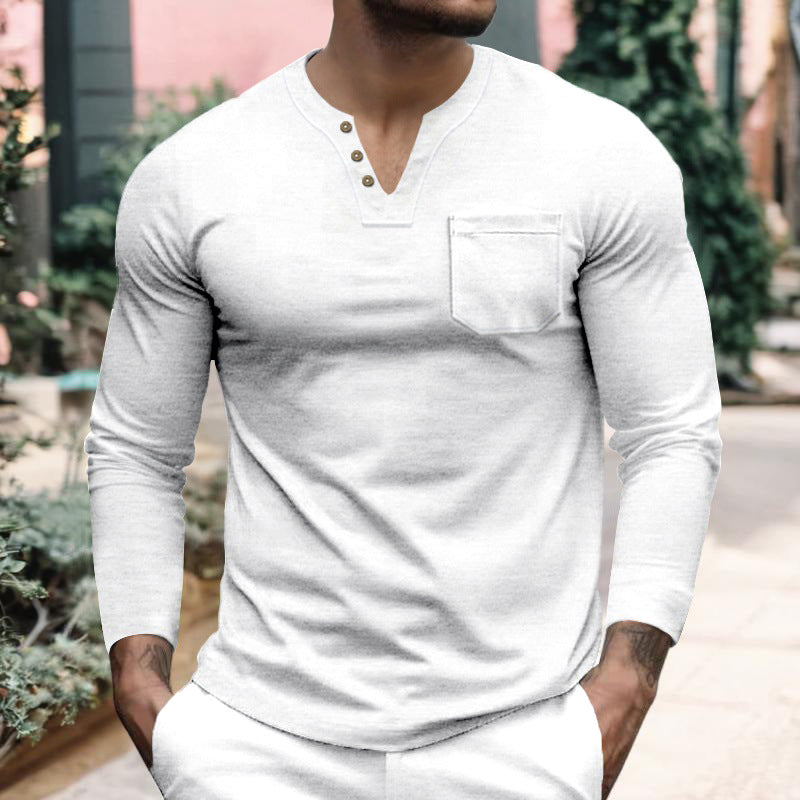Men's long sleeve shirt with button placket and chest pocket Lune London
