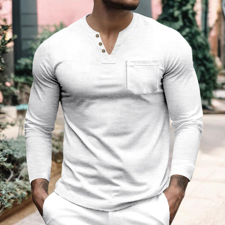 Men's long sleeve shirt with button placket and chest pocket Lune London