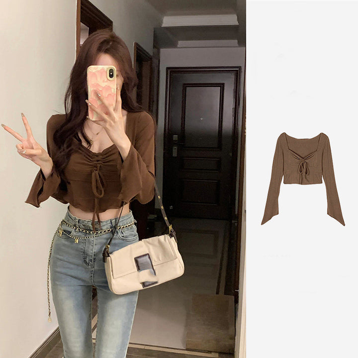 Women's Cropped Top with Refined Knot and Wide Sleeve Lune London