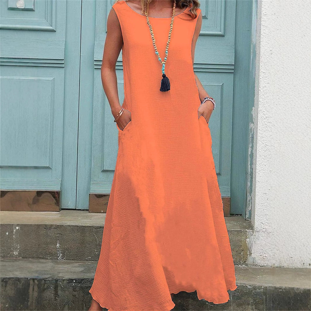 Lune London fluid maxi dress for women with side pockets
