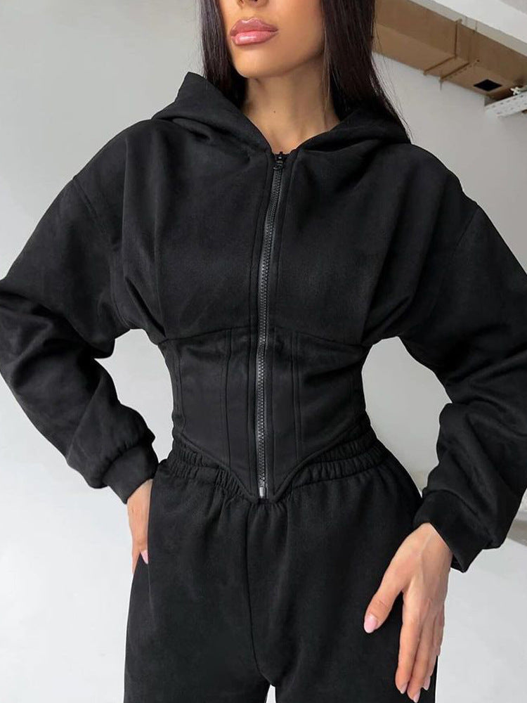 Sporty jumpsuit for women with zipper and high collar Lune London