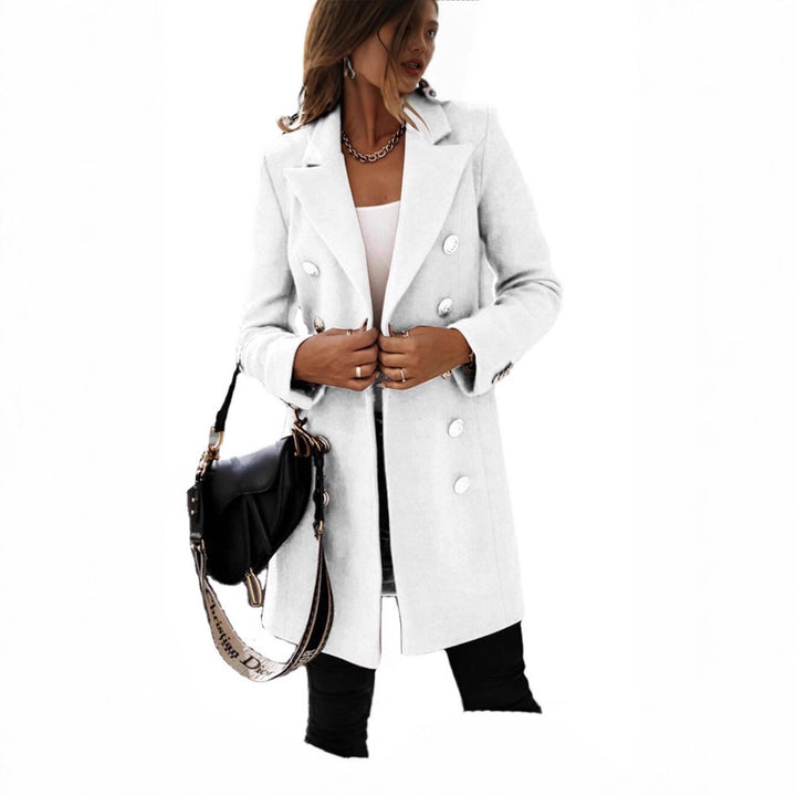 Manteau en laine élégant pour femmes avec patte de boutonnage double et large revers Chic & Stil