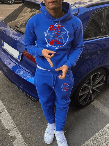 Men's Sports Hoodie and Jogging Pants Set with Unique Graphic Print Lune London