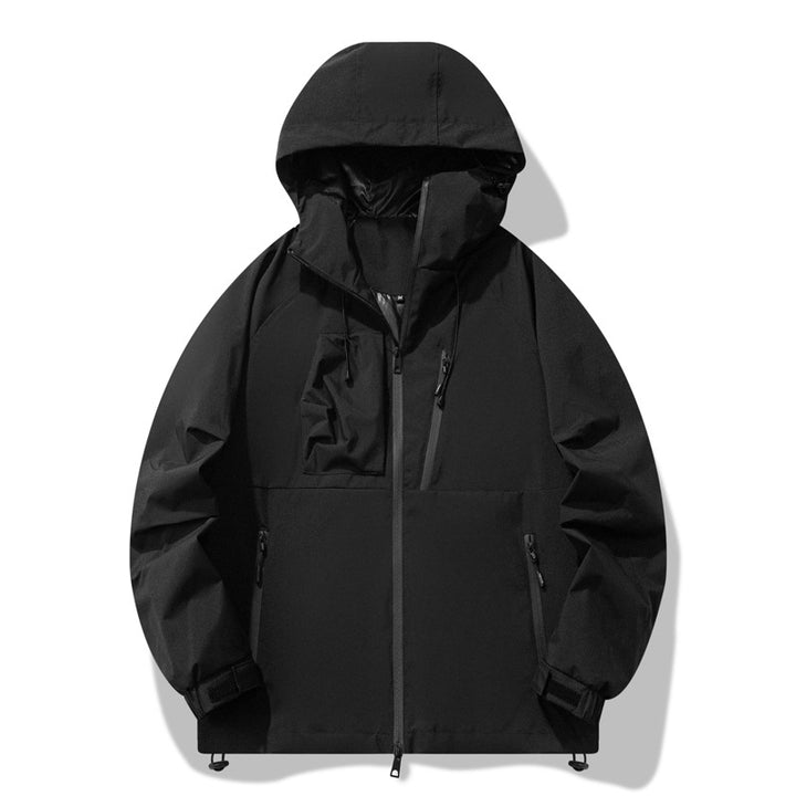 Veste de plein air pour hommes déperlant avec capuche ajustable et poches zippées fonctionnelles Lune London