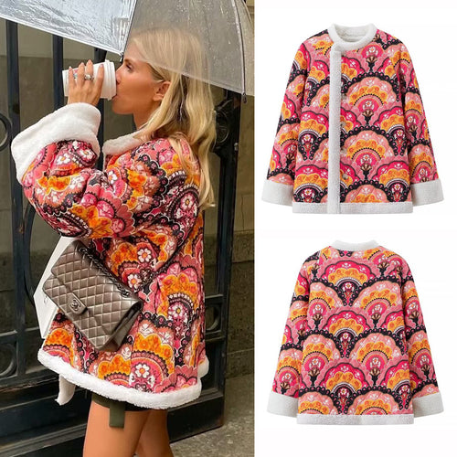 Winter jacket with colorful patterns and soft lining for women Lune London