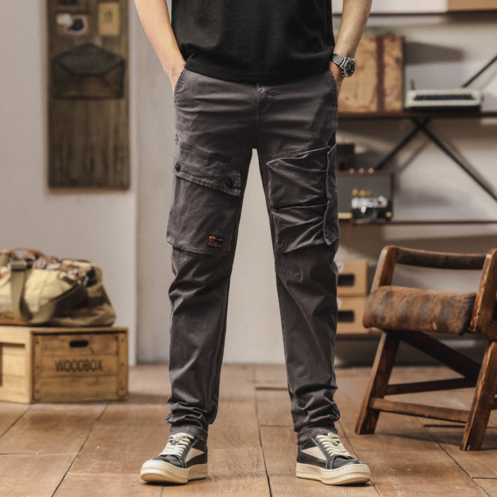 Pantalon cargo robuste pour hommes avec taille élastique et poches multifunctionnelles Lune London