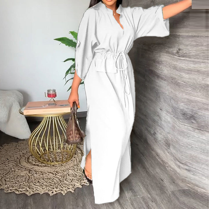 Robe maxi décontractée pour femmes avec ceinture et larges manches Chic & Stil