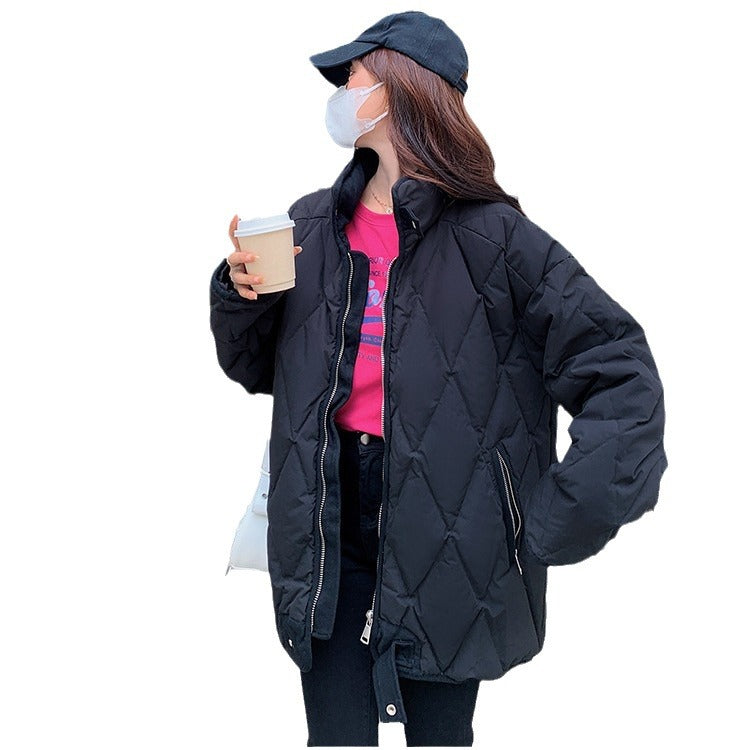 Ladies Comfortable Quilted Winter Jacket with High Collar Lune London