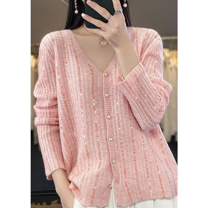 Ladies Button Sequins Cardigan Sweater Lune London