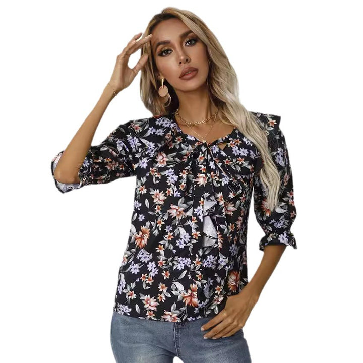 Women's shirt with gathered details and floral design Lune London