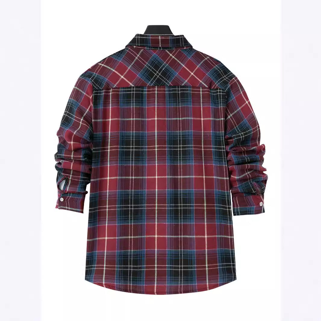 Men's patterned flannel shirt with practical chest pocket and button-down collar Lune London