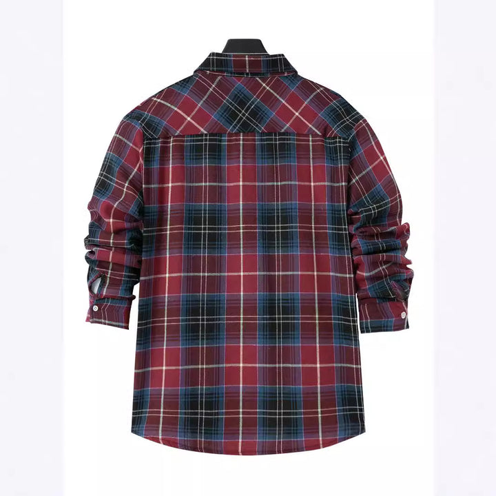 Men's patterned flannel shirt with practical chest pocket and button-down collar Lune London