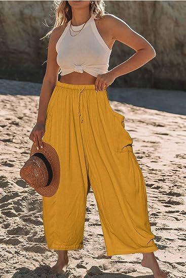 Comfortable Palazzo Pants for ladies with elastic waistband and side pockets Lune London