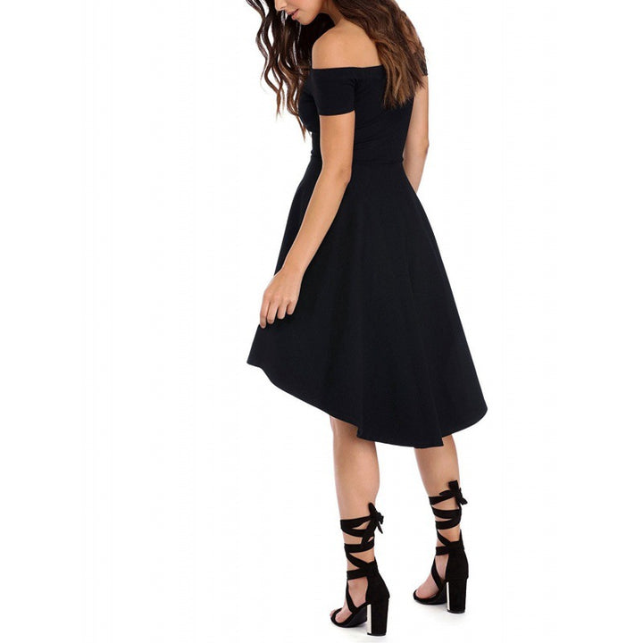 Robe femme à épaules dénudées avec ourlet asymétrique et jupe fluide Chic & Stil