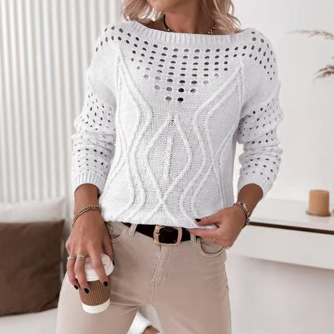 Women's knitted sweater with airy openwork patterns and a nice cable design Lune London