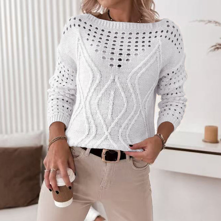 Women's knitted sweater with airy openwork patterns and a nice cable design Lune London