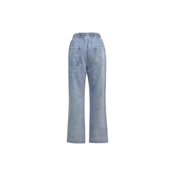 Women's Casual Loose Denim Pants with Elastic Waist Lune London