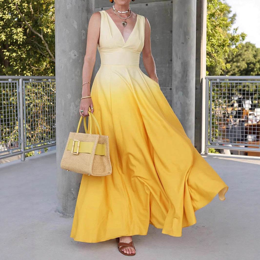 Ladies Elegant Chic Flared Maxi Dress