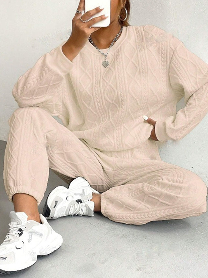Women's comfortable knit loungewear set with chic and stylish texture