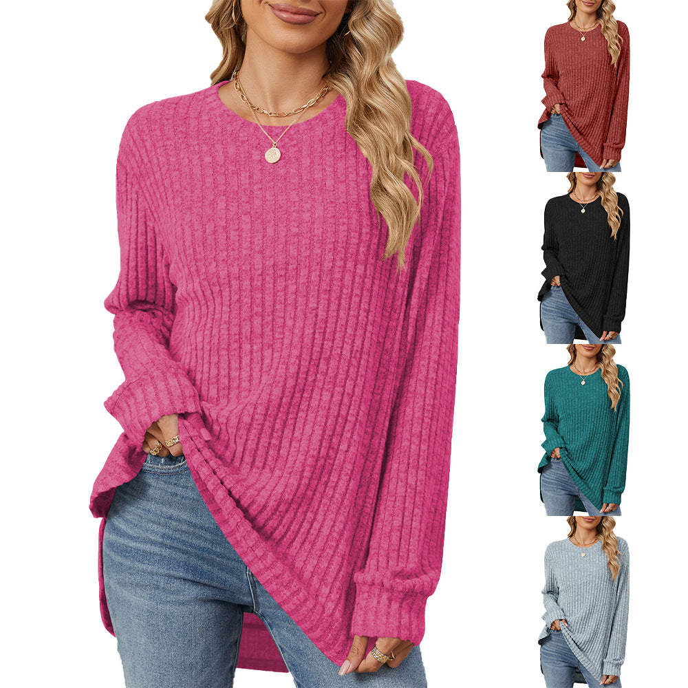Casual long-sleeve t-shirt for women with a trendy rib pattern and a relaxed fit Lune London