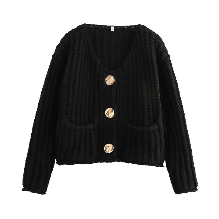 Women timeless cardigan with large buttons and pockets Lune London