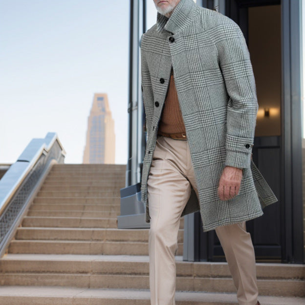 Elegant and warm coat for men with belt Lune London