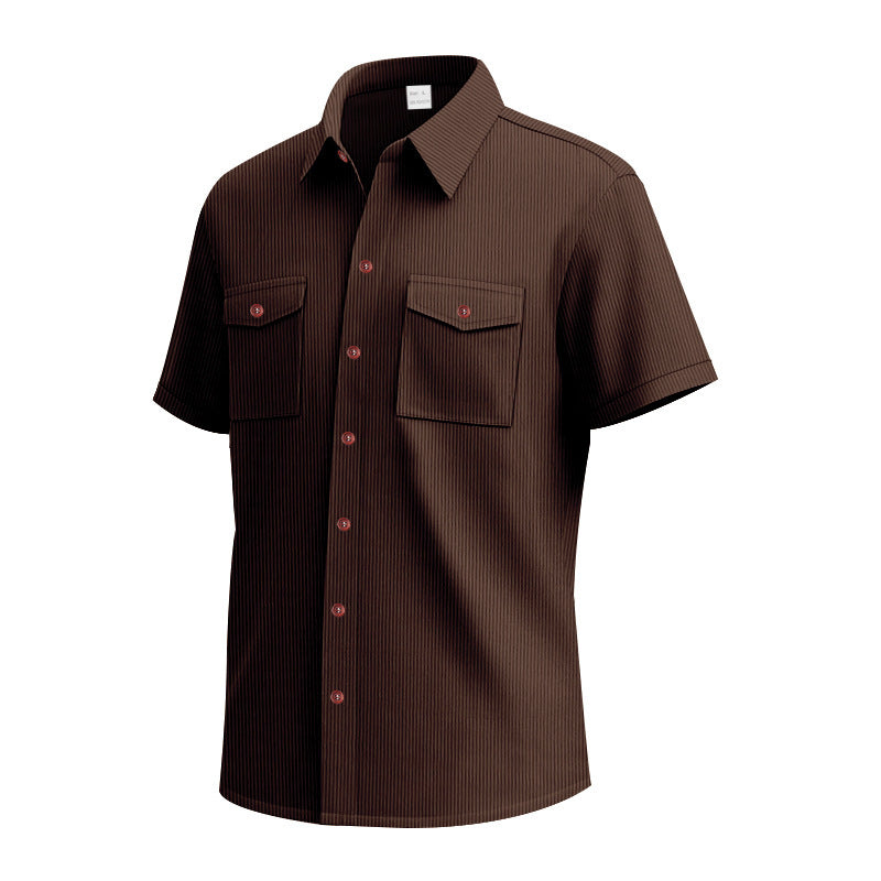 Short sleeve shirt for men with a practical striped pattern and two chest pockets Lune London