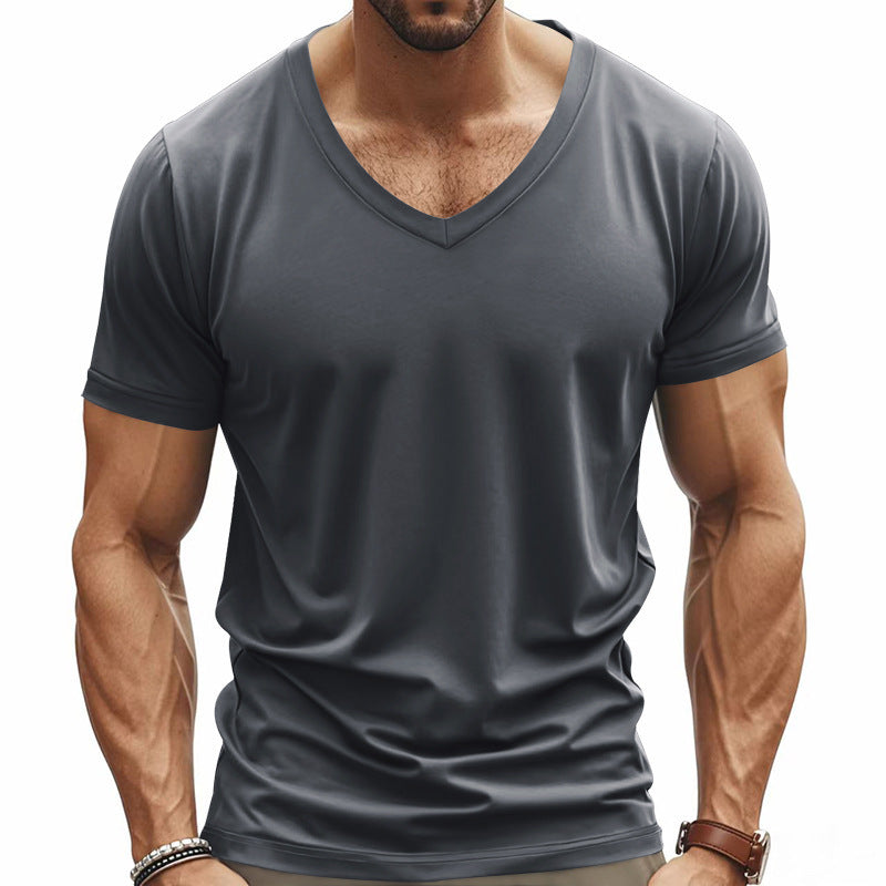 Men's V-neck t-shirt in breathable functional material Lune London