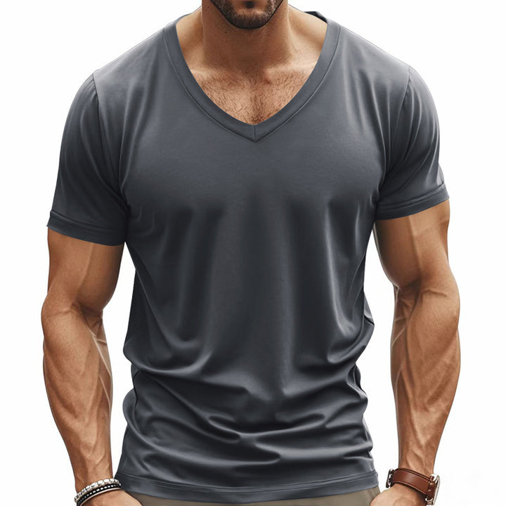 Men's V-neck t-shirt in breathable functional material Lune London