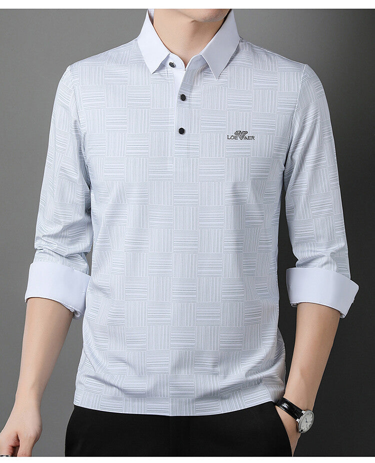 Long sleeve polo shirt for men with textured design Lune London