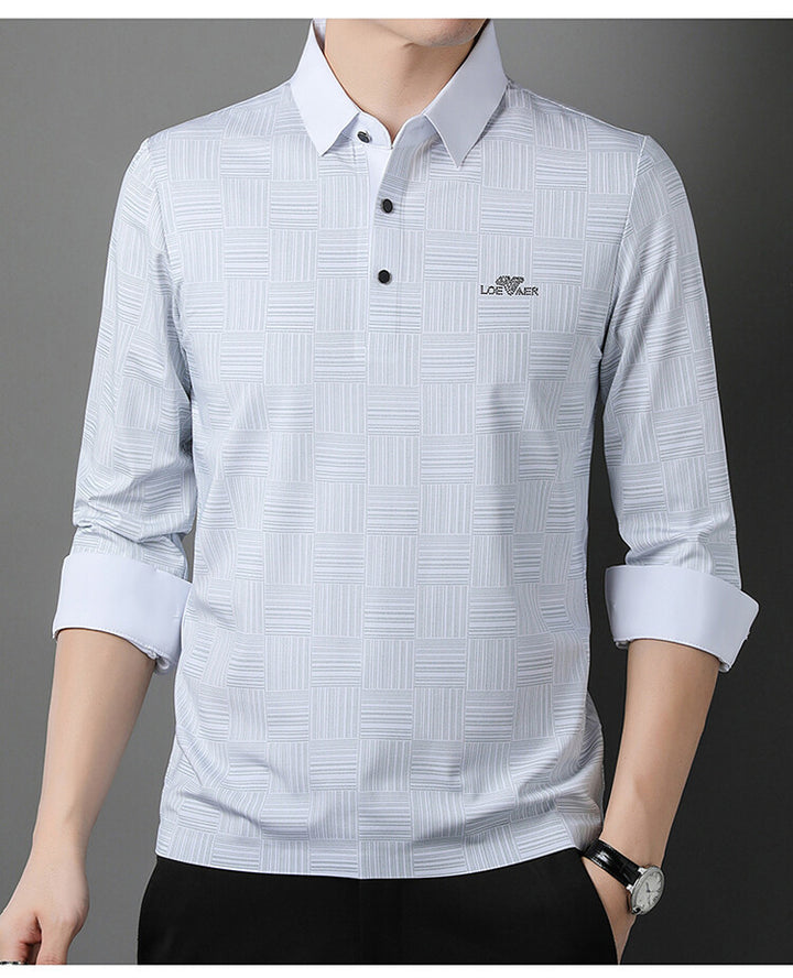 Long sleeve polo shirt for men with textured design Lune London