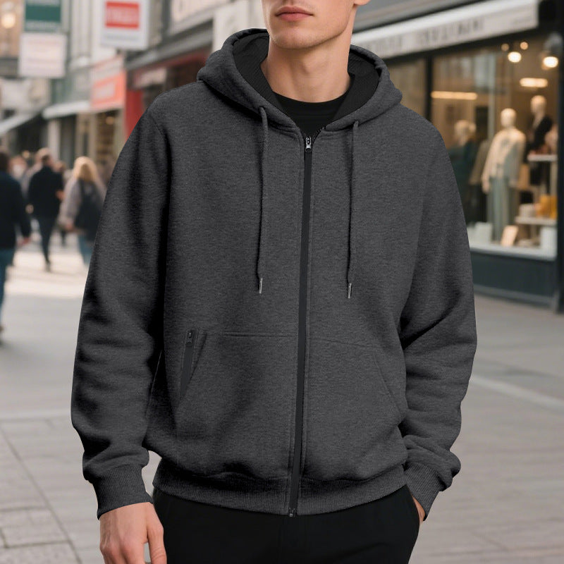 Men's zip hoodie with practical pockets and breathable fleece interior Lune London