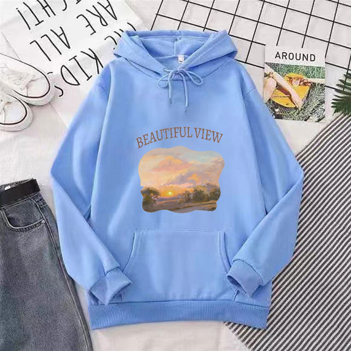 Women’s hooded sweatshirt with artistic landscape design Chic & Stil