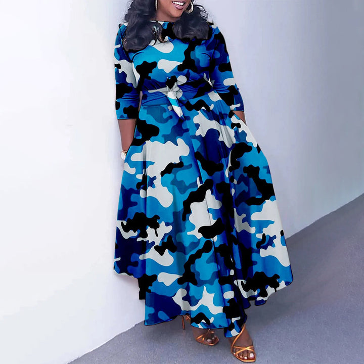 Maxi dress for women with a waist belt and long sleeves Lune London