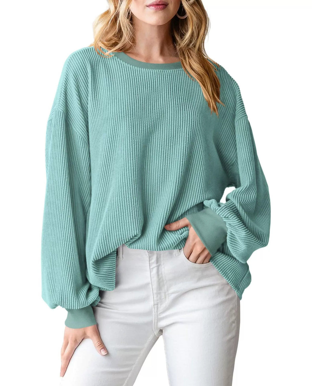 Pull en rib avec des manches amples pour femmes Lune London