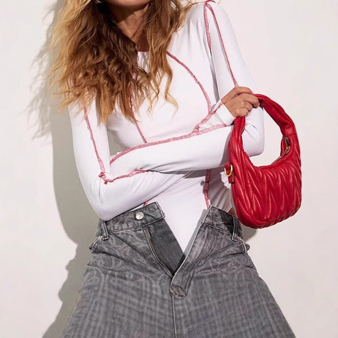 Ladies elegant long sleeve body with sporty contrasts Lune London