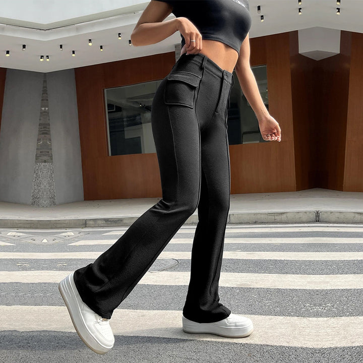 Pantalons palazzo classiques pour femmes avec poches plaquées et taille haute Chic & Stil