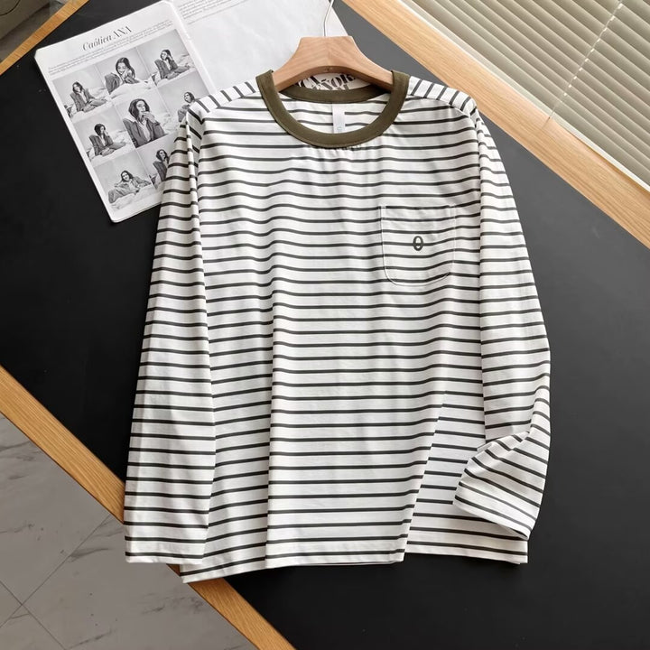 Chemise à manches longues pour femmes avec design rayé et poche poitrine Chic & Stil