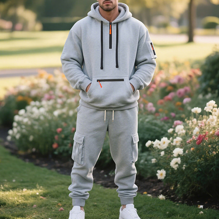 Men's sporty hoodie and chic cargo pant set