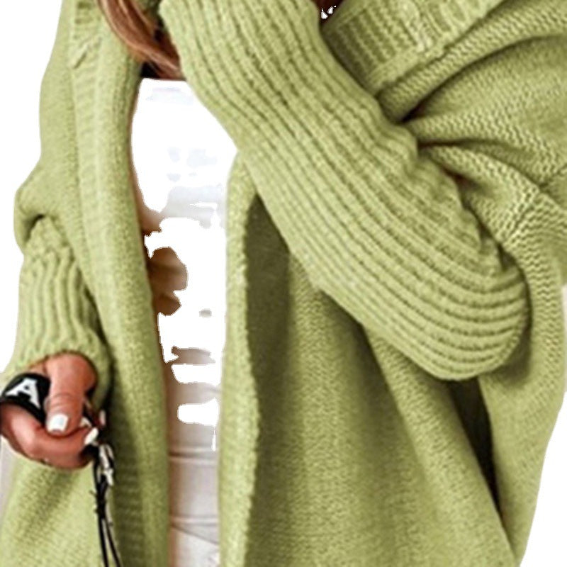 Ladies chunky knit cardigan with wide lapels and textured design Lune London