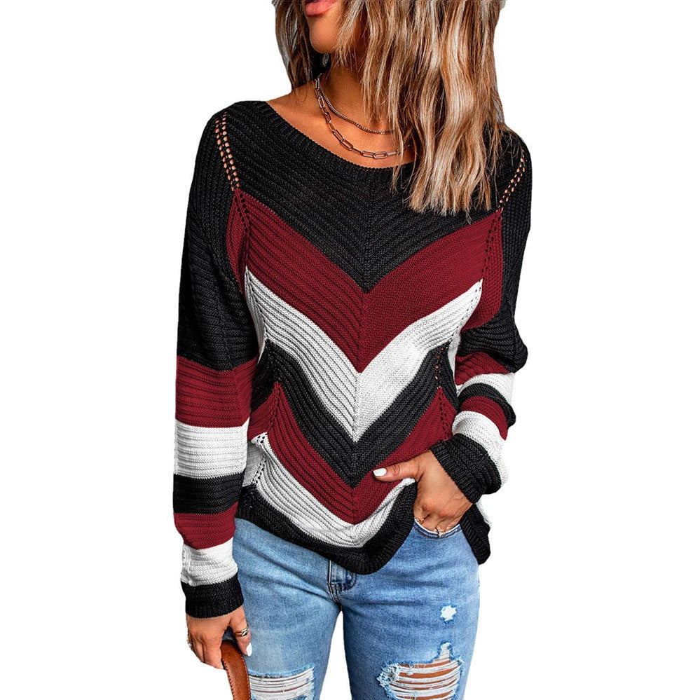 Fashionable knitted sweater for women with chevron pattern and relaxed fit Lune London