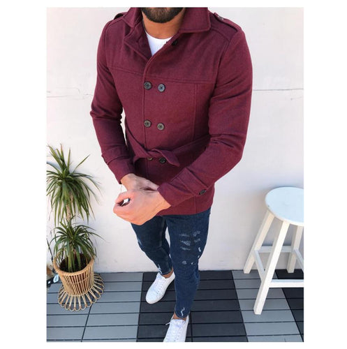 Fashion trench coat for men with double-breasted buttons and removable belt Lune London