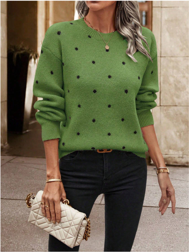 Cozy knit sweater for women with a trendy polka dot pattern Lune London