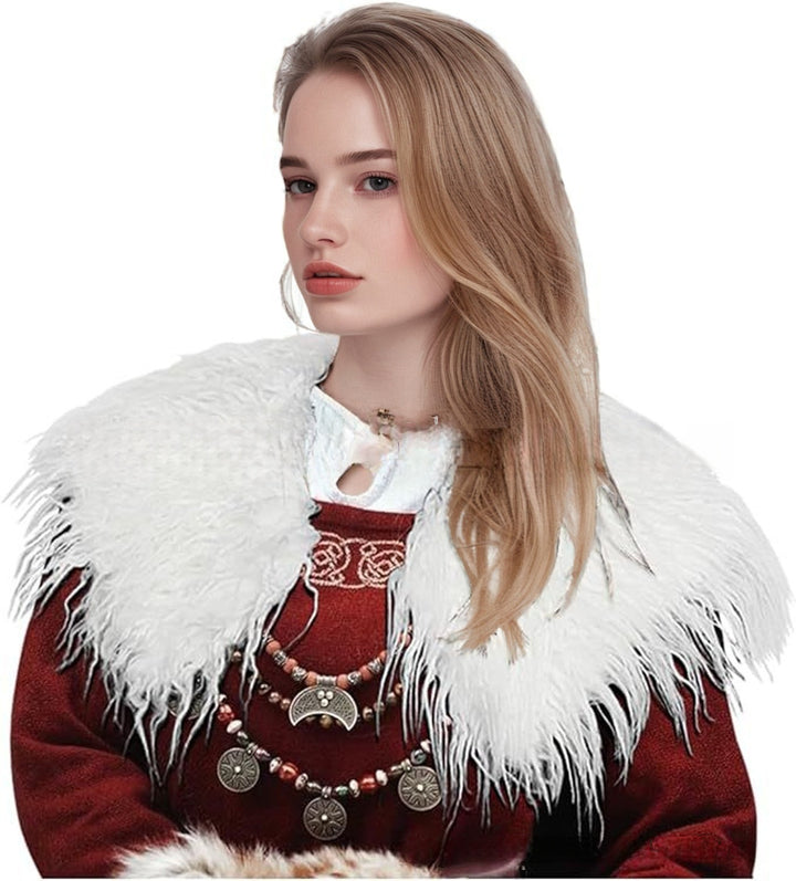 Ladies elegant faux fur collar with artistic embellishments Lune London